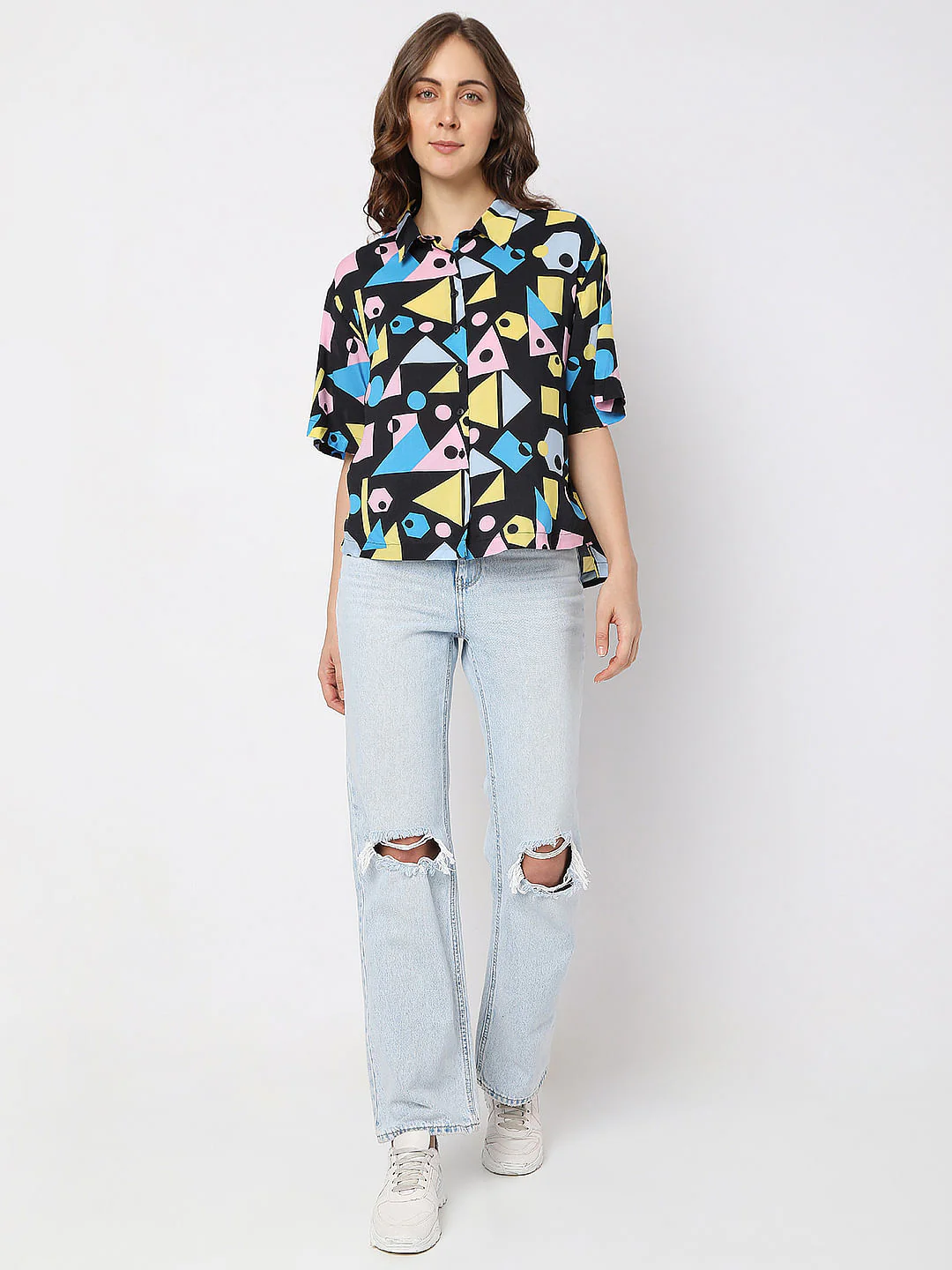 Black Geometric Print Shirt - Image 5