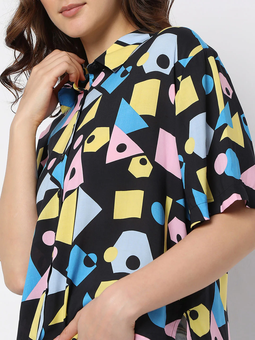 Black Geometric Print Shirt - Image 6