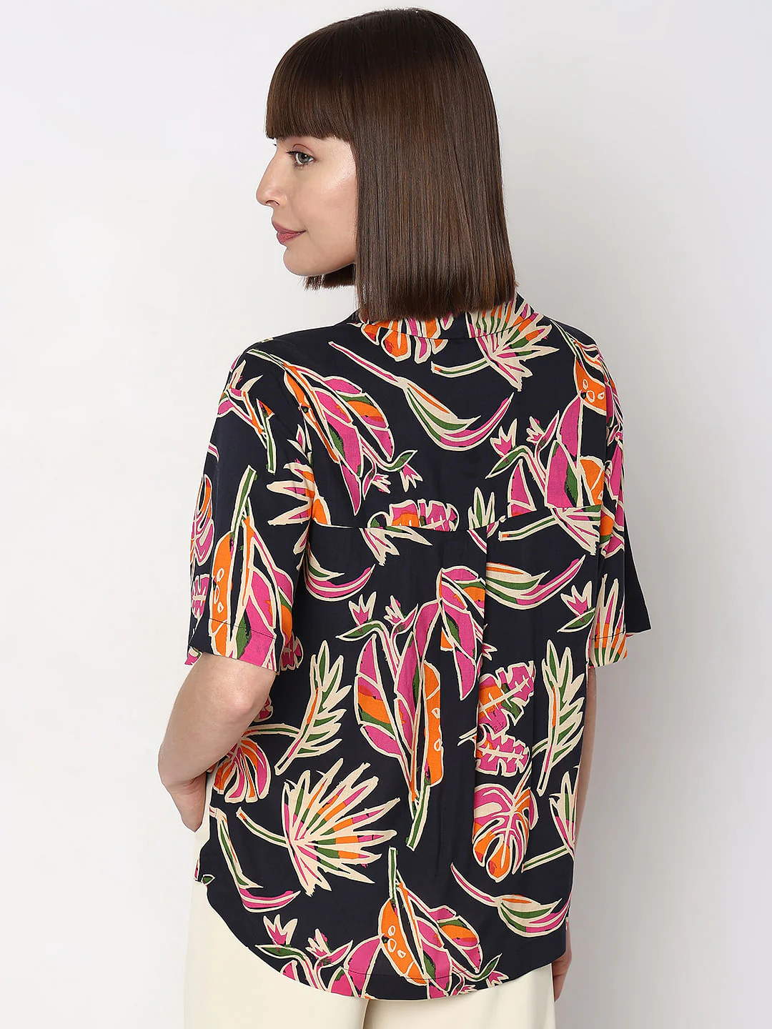 Black Tropical Print Shirt - Image 4