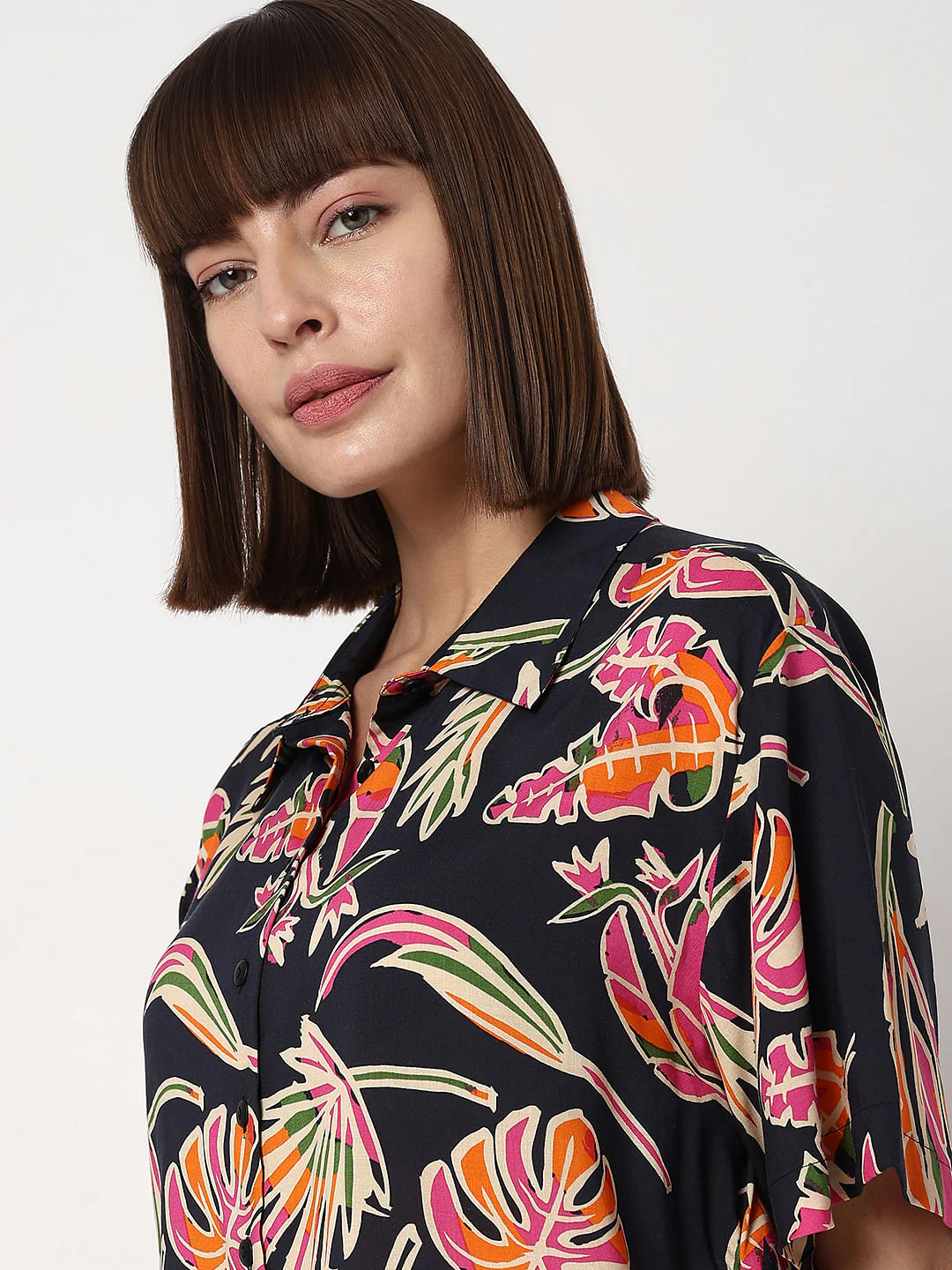 Black Tropical Print Shirt - Image 6