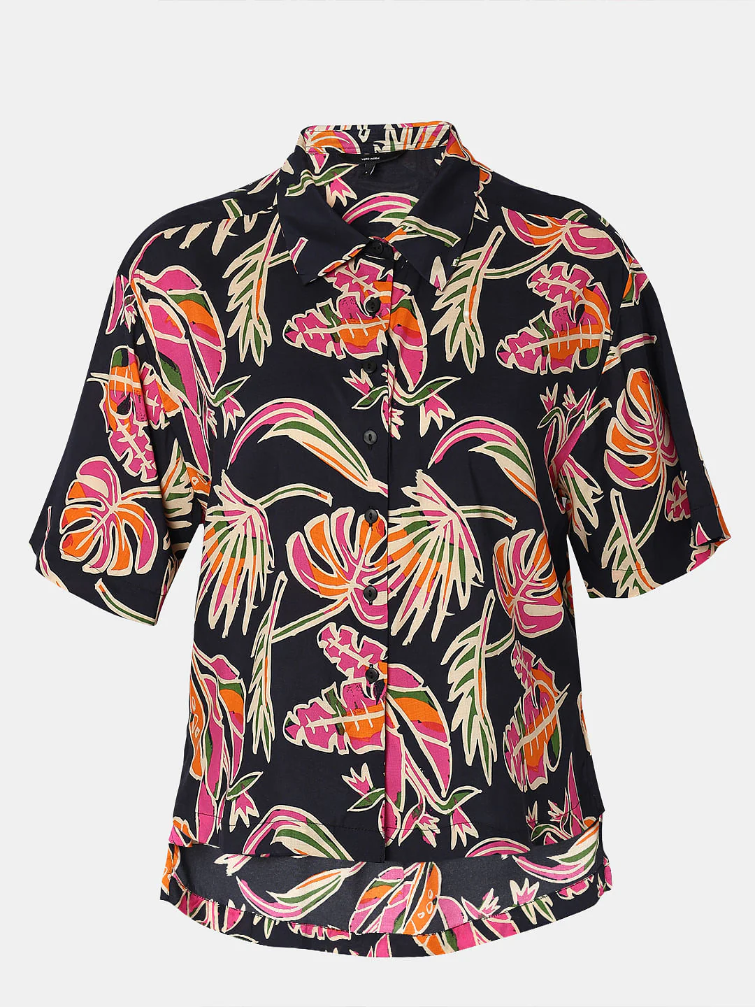 Black Tropical Print Shirt - Image 7