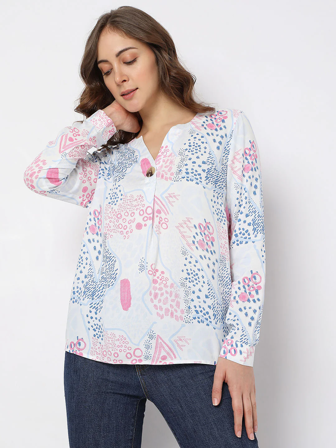 Pink Abstract Print Top - Image 2
