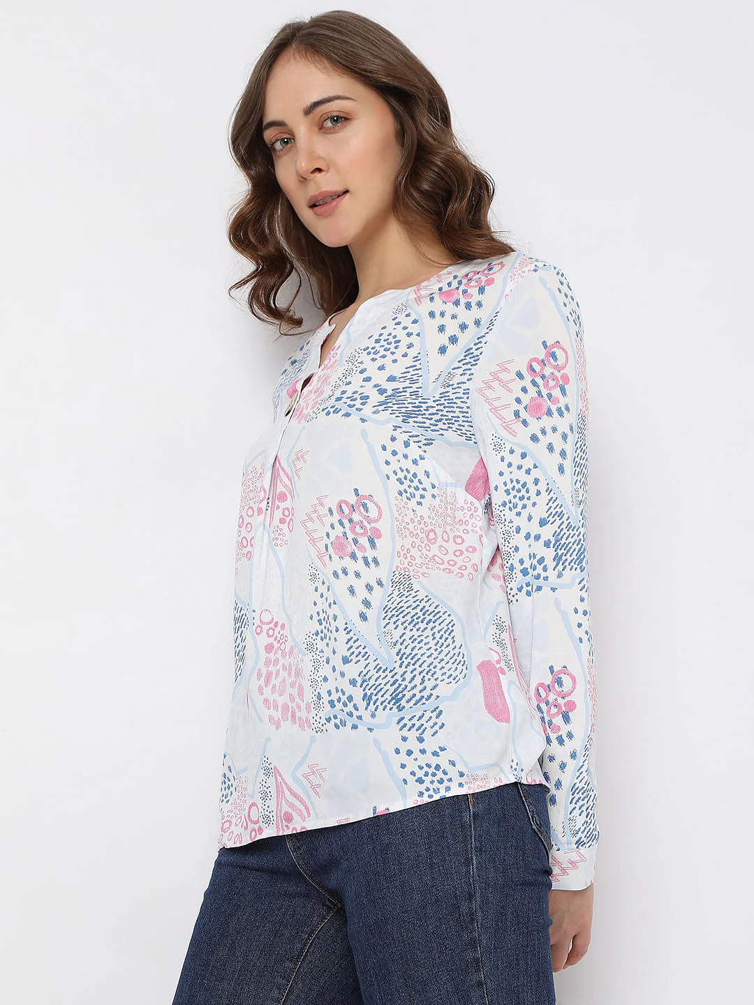 Pink Abstract Print Top - Image 3