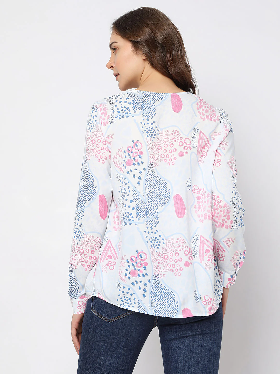Pink Abstract Print Top - Image 4