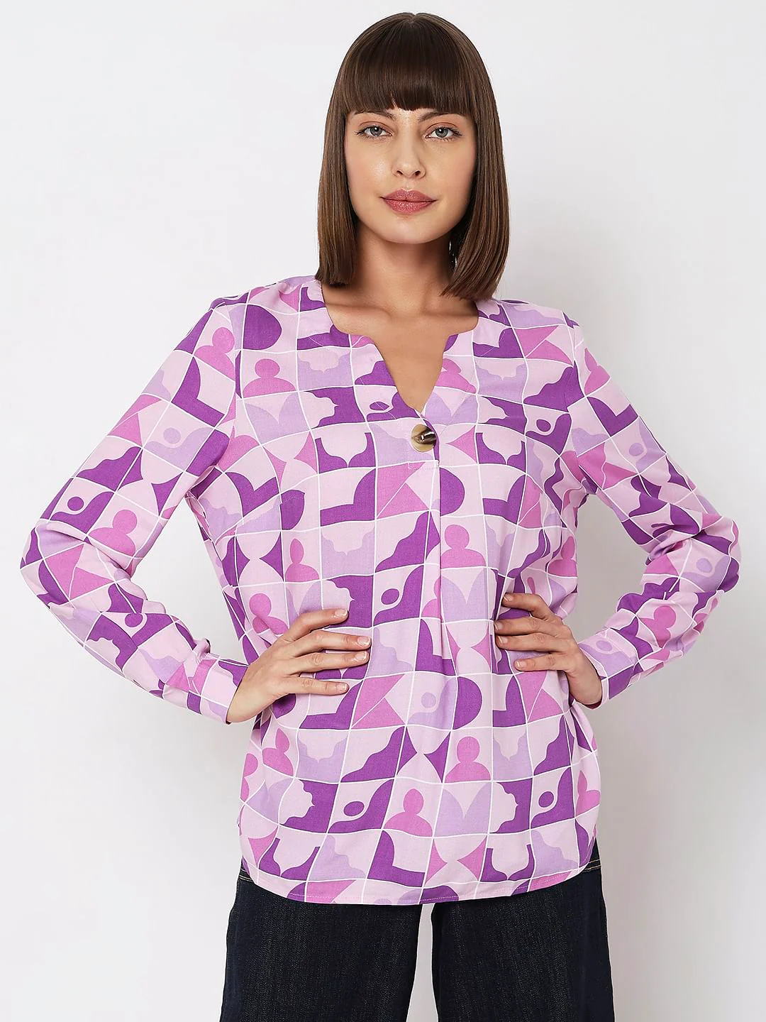 Purple Abstract Print Top - Image 2