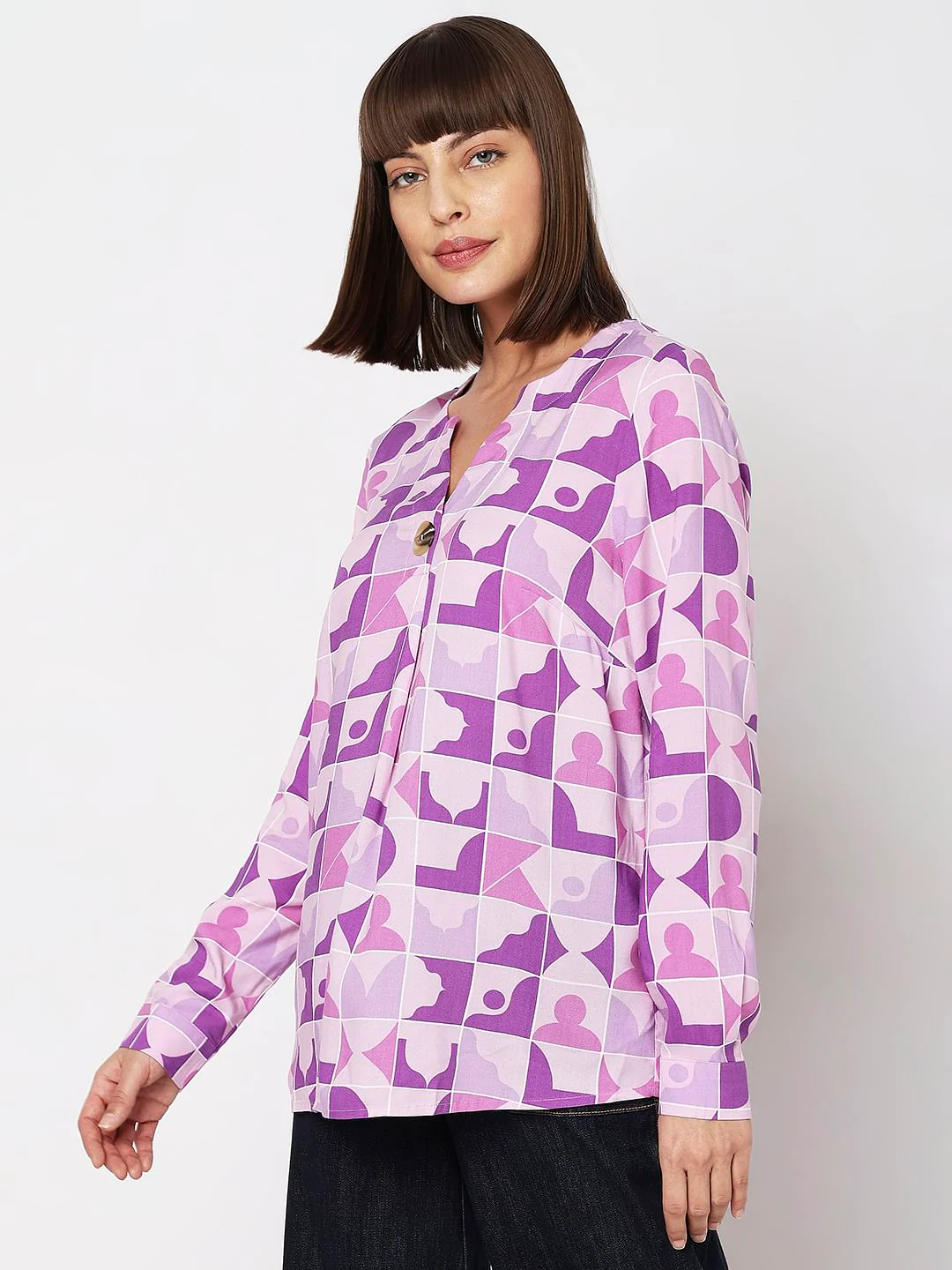 Purple Abstract Print Top - Image 3