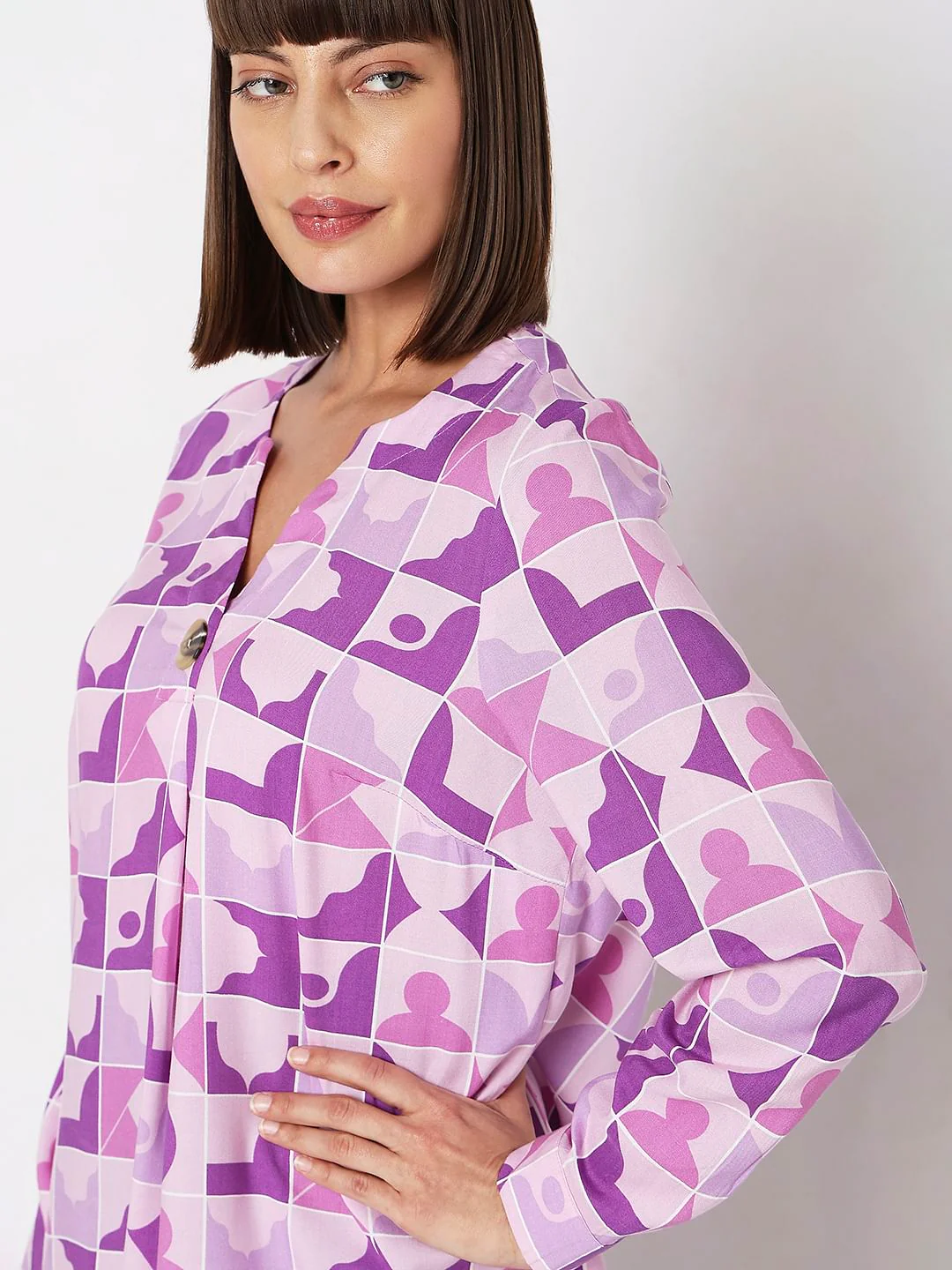 Purple Abstract Print Top - Image 6