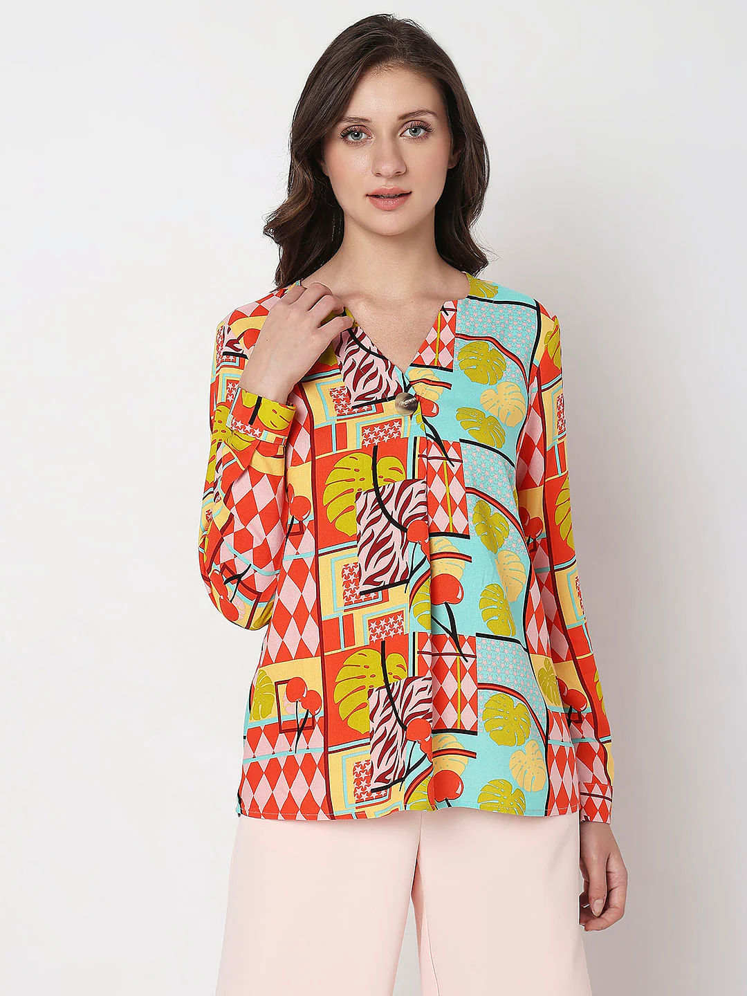 Yellow Abstract Print Top - Image 2