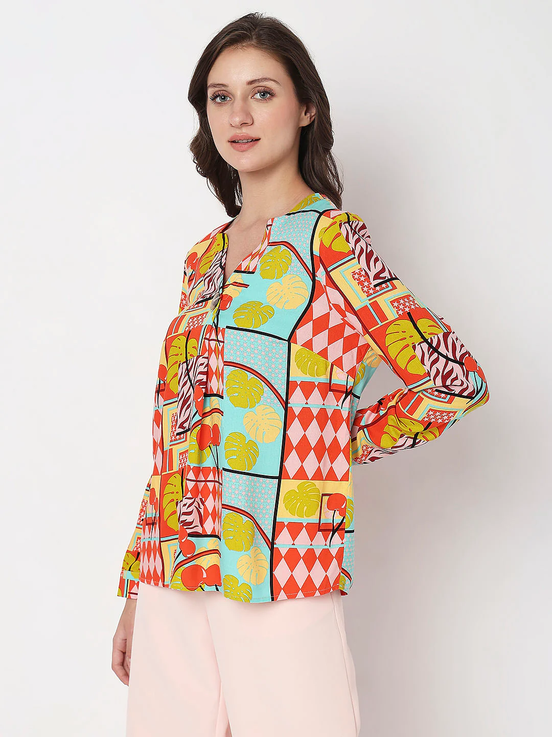 Yellow Abstract Print Top - Image 3