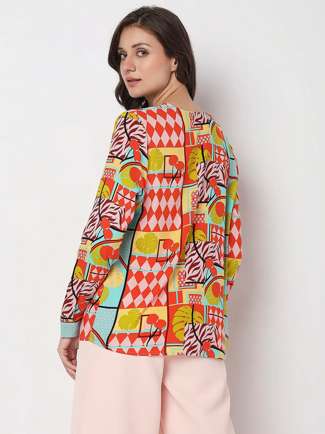 Yellow Abstract Print Top - Image 4