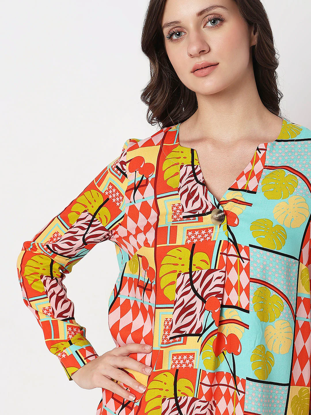 Yellow Abstract Print Top - Image 6