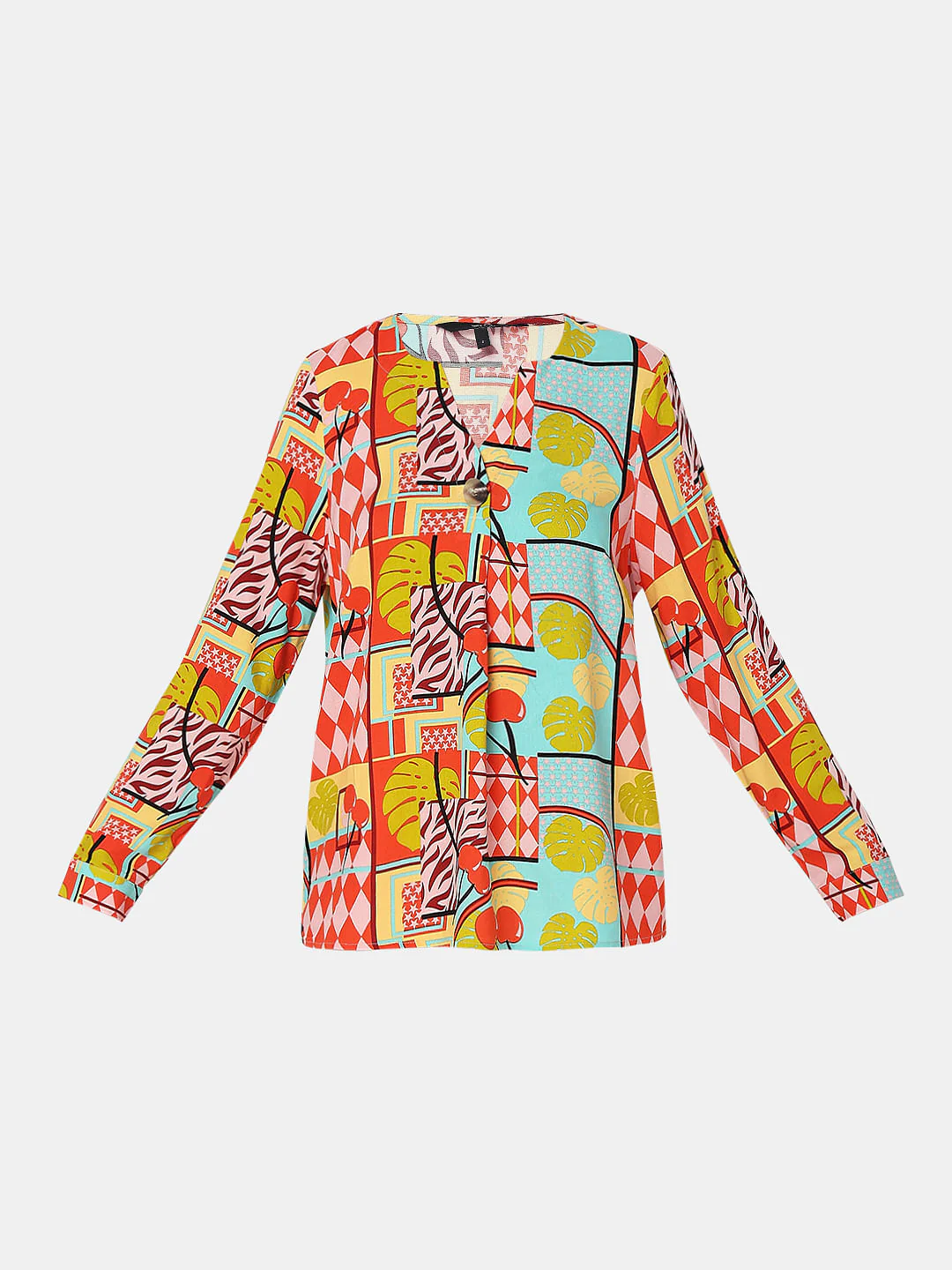 Yellow Abstract Print Top - Image 7