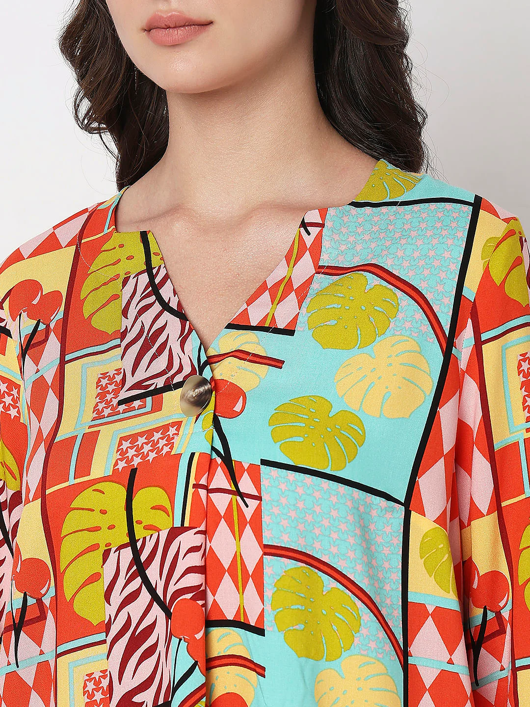 Yellow Abstract Print Top - Image 8