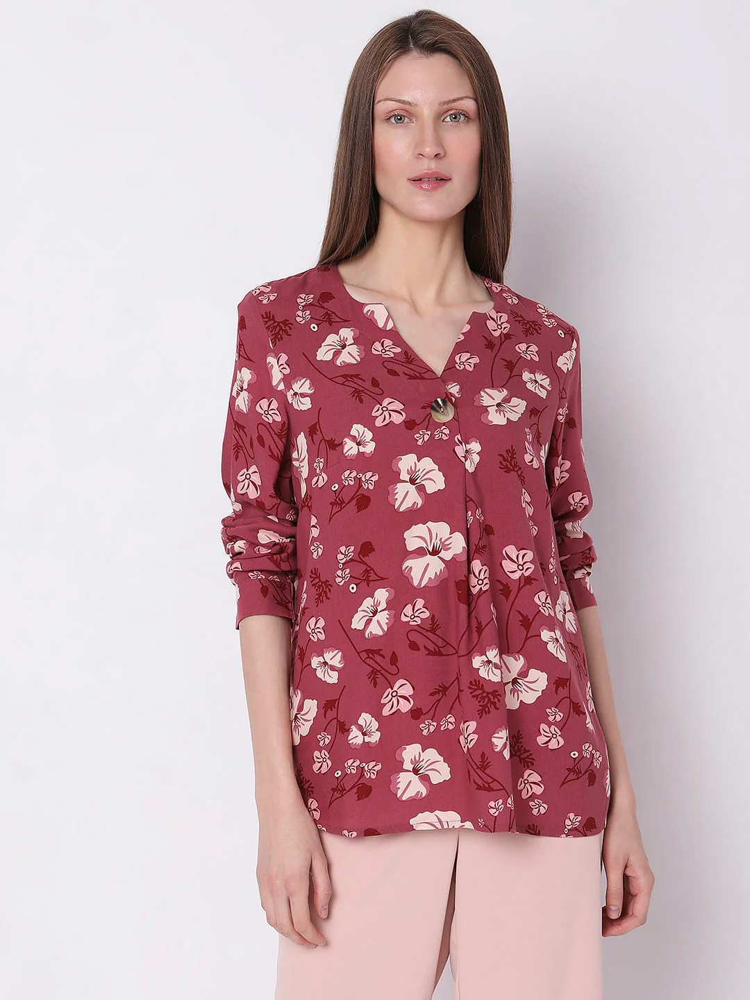 Dark Pink Floral Print Top - Image 2