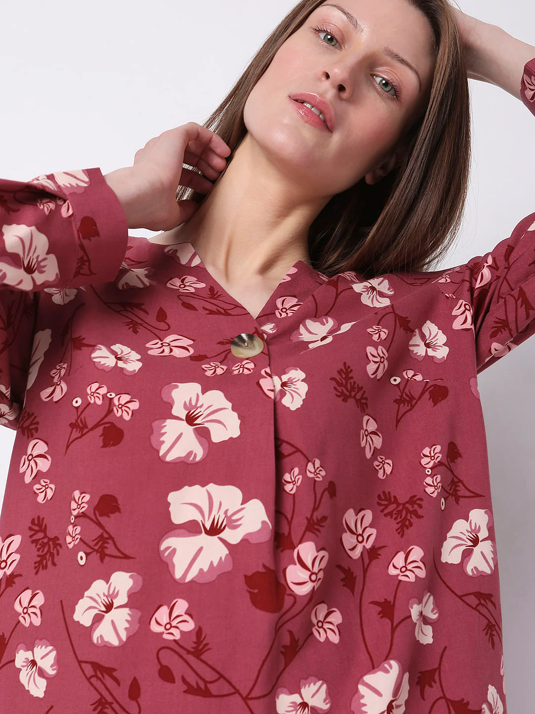Dark Pink Floral Print Top - Image 6