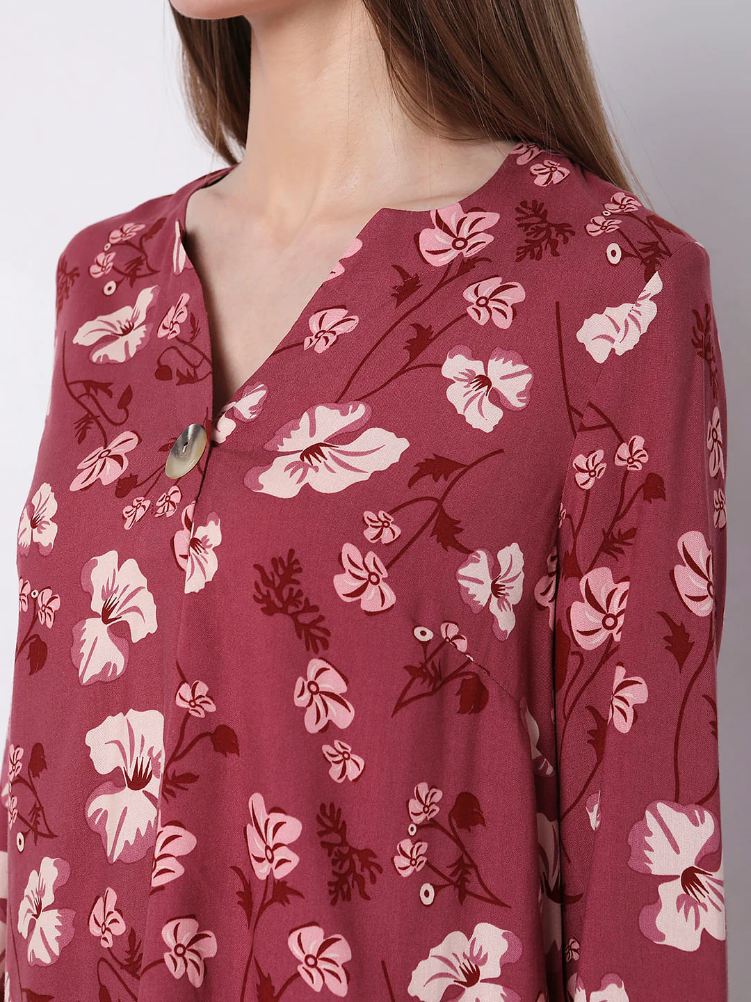 Dark Pink Floral Print Top - Image 8