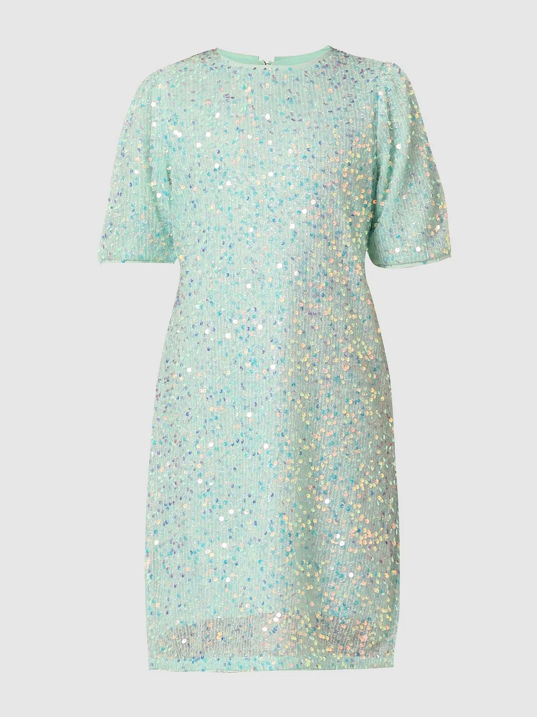 Light Green Sequin Detail Shift Dress - Image 6