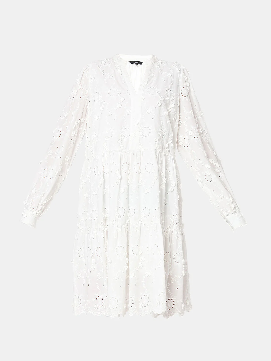 White Schiffli Tiered Dress - Image 6