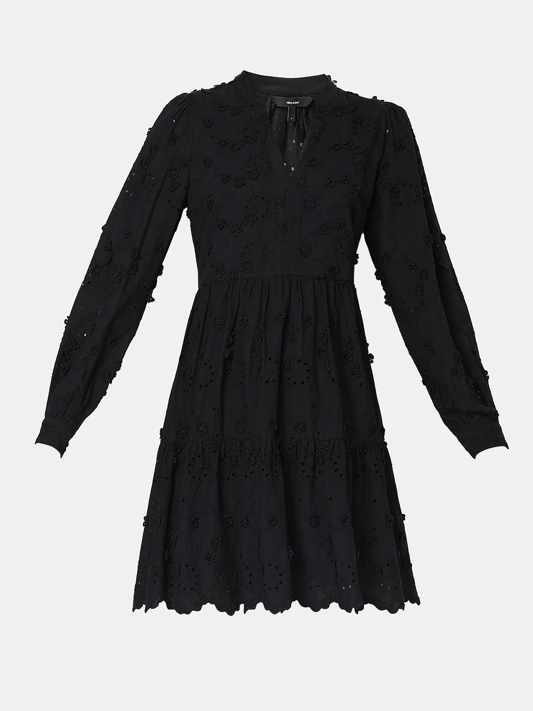 Black Schiffli Fit & Flare Dress - Image 7