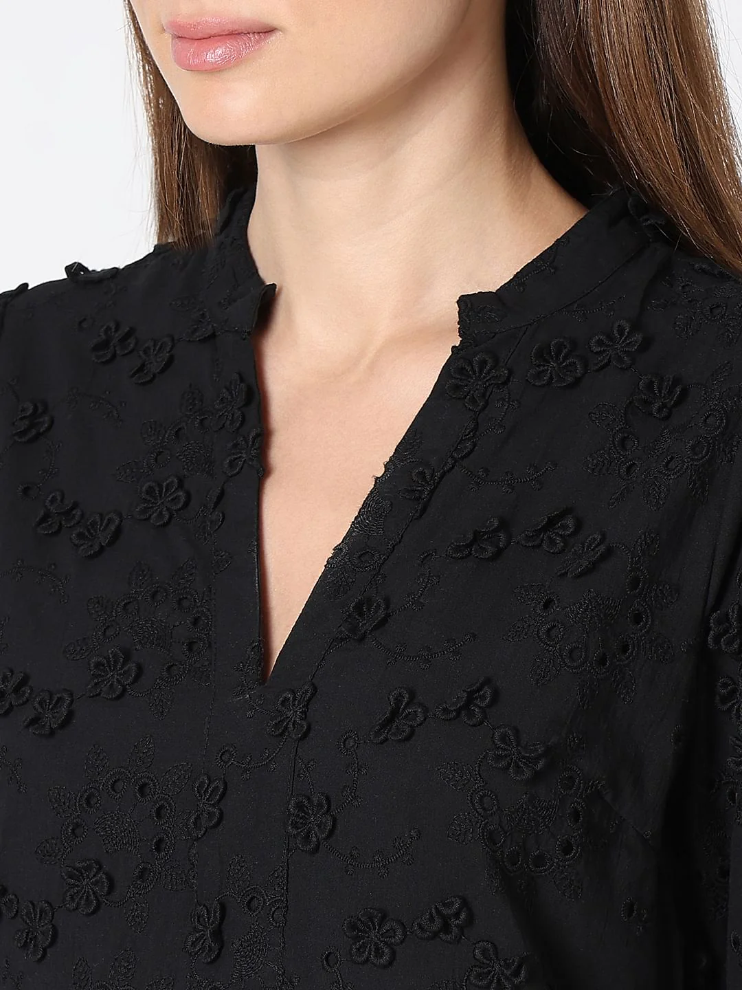 Black Schiffli Fit & Flare Dress - Image 8