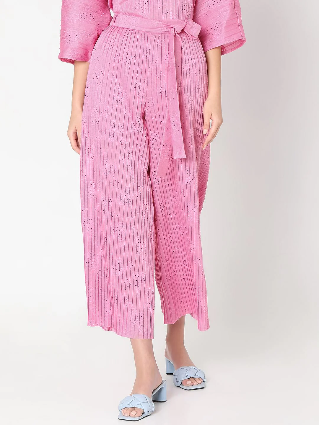 Pink Plisse Co-Ord Set Pants - Image 2