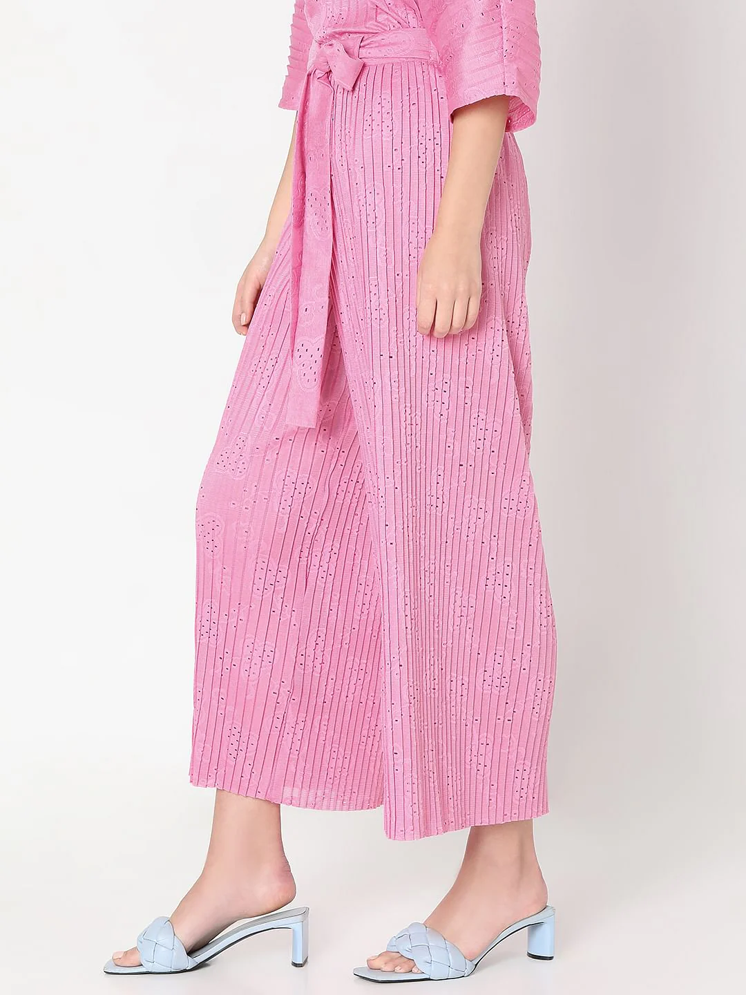 Pink Plisse Co-Ord Set Pants - Image 3