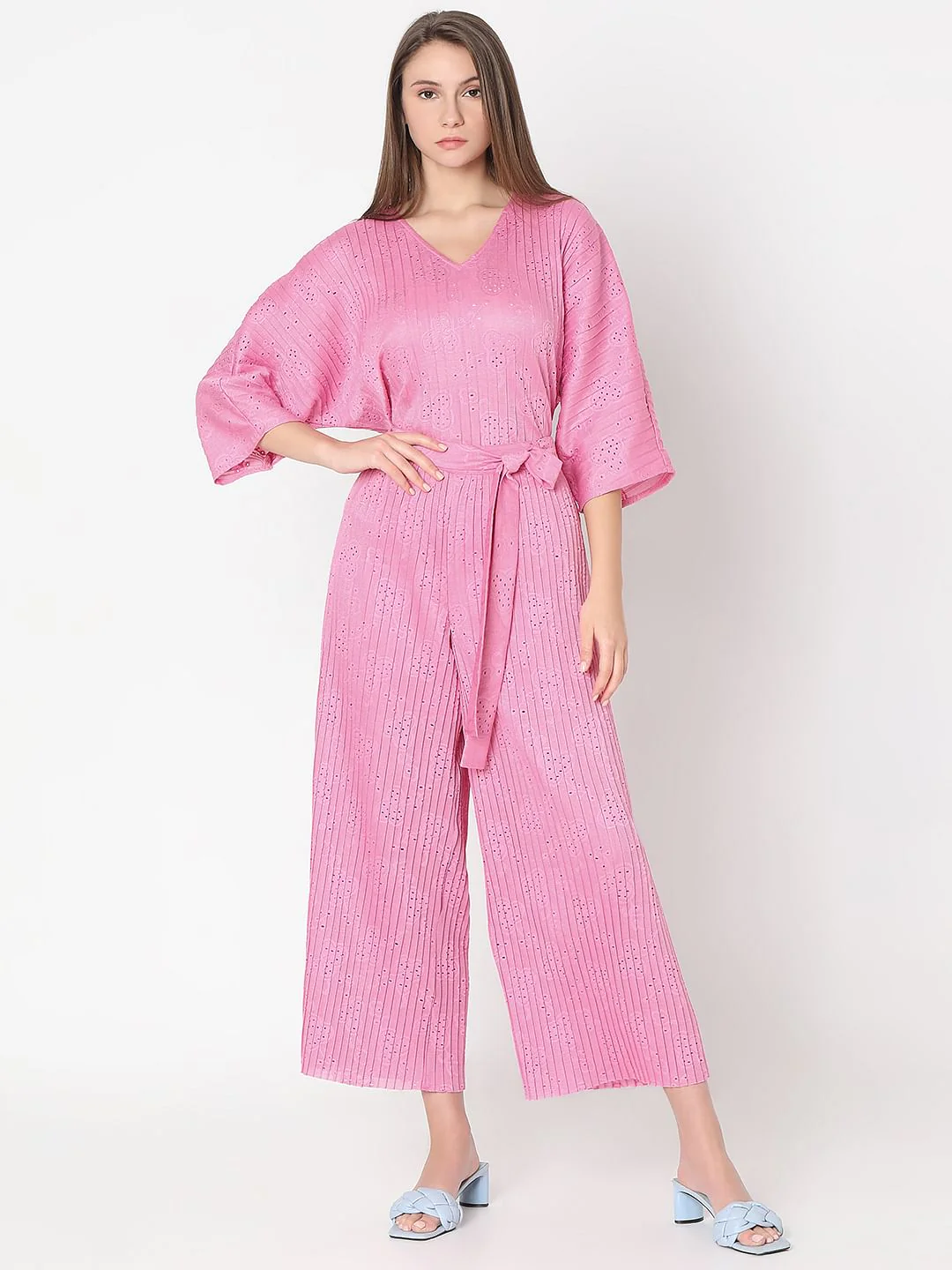 Pink Plisse Co-Ord Set Pants - Image 5