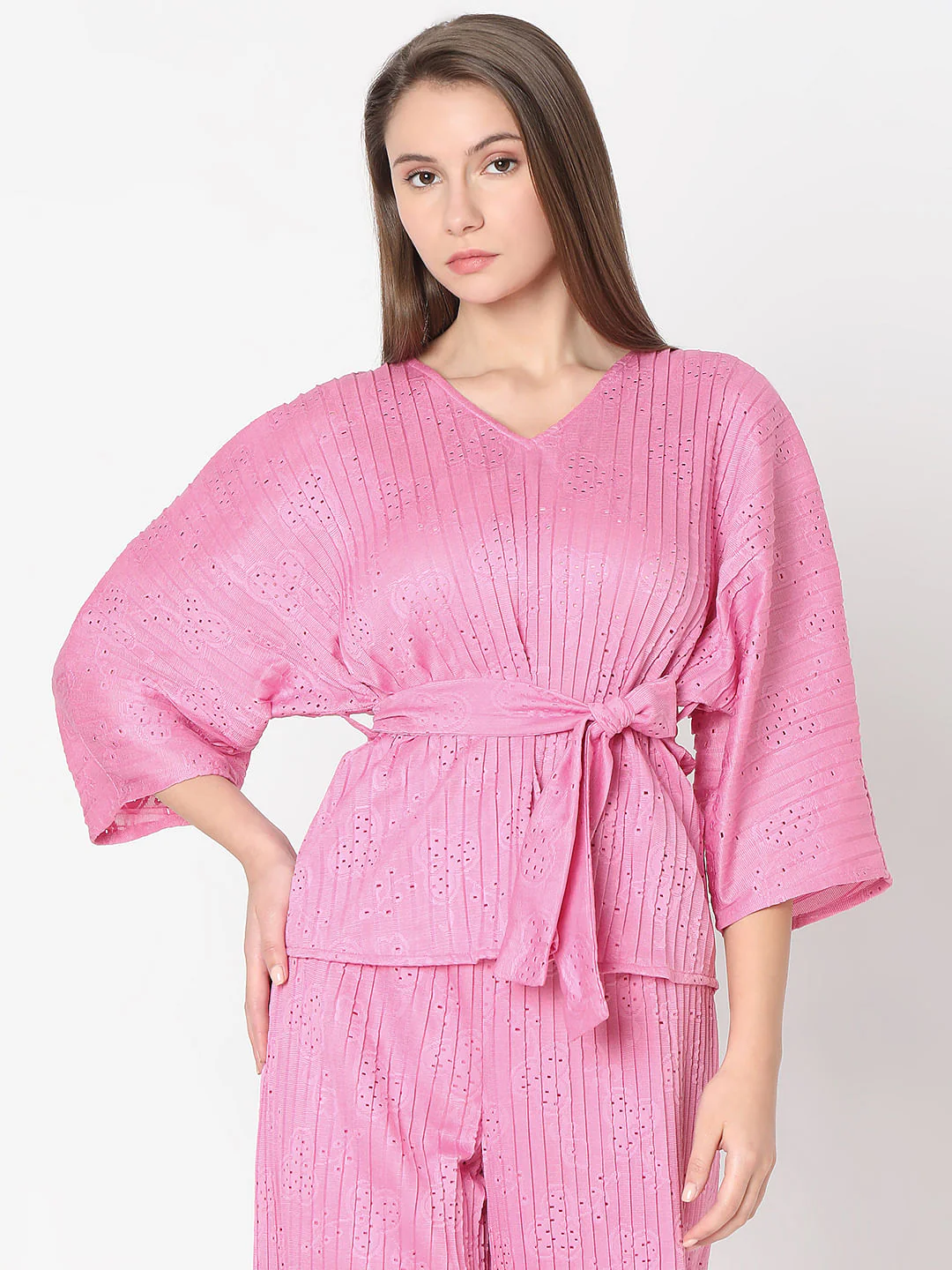 Pink Plisse Co-Ord Set Top - Image 2