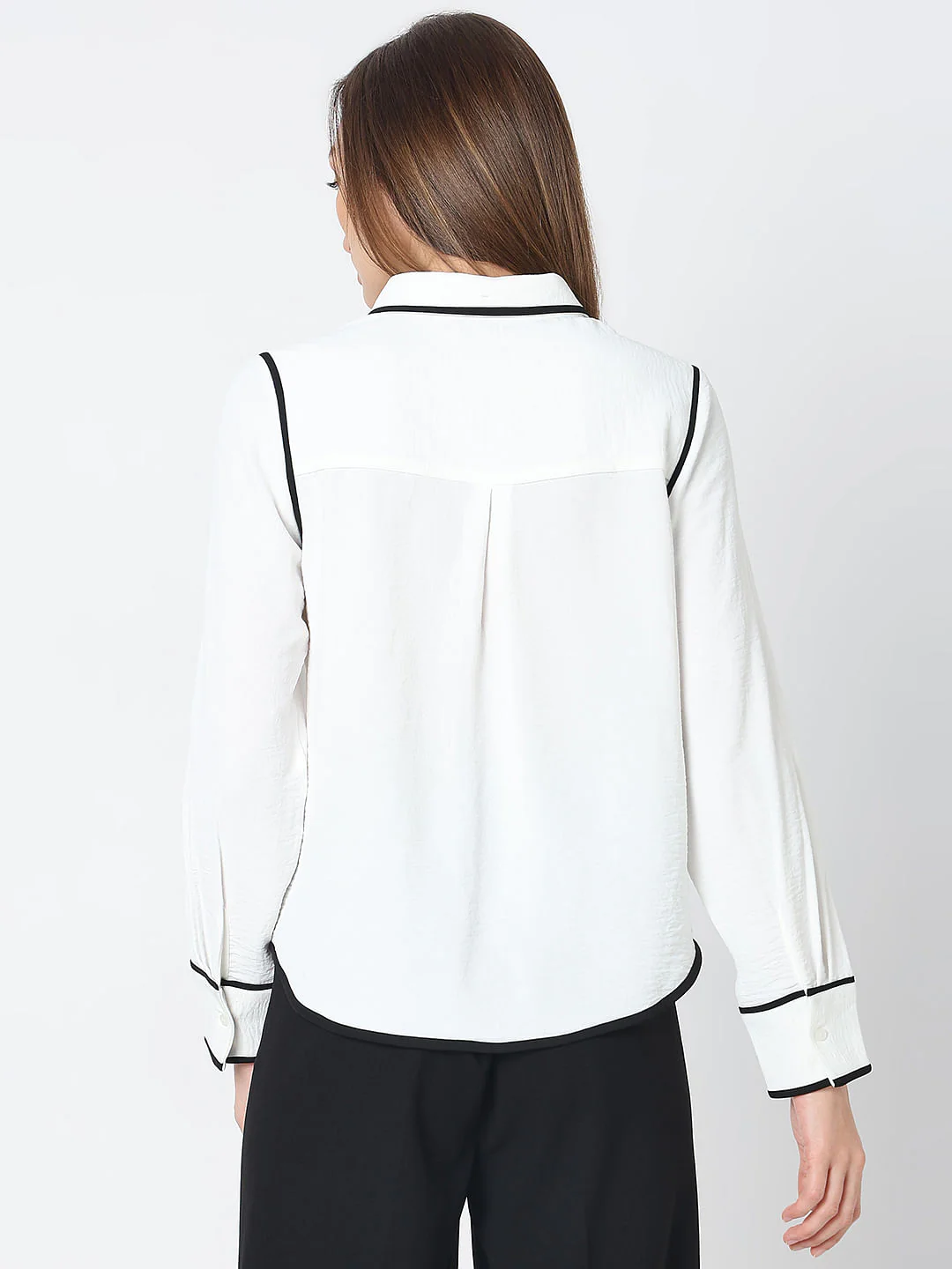 White Contrast Piping Shirt - Image 4