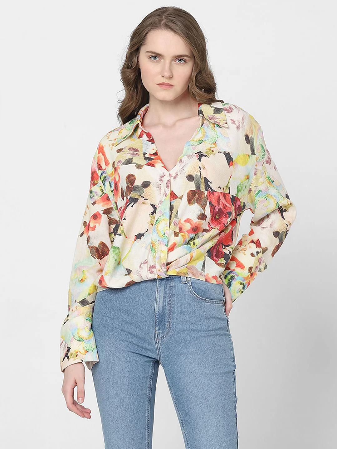 Beige Floral Print Shirt - Image 2