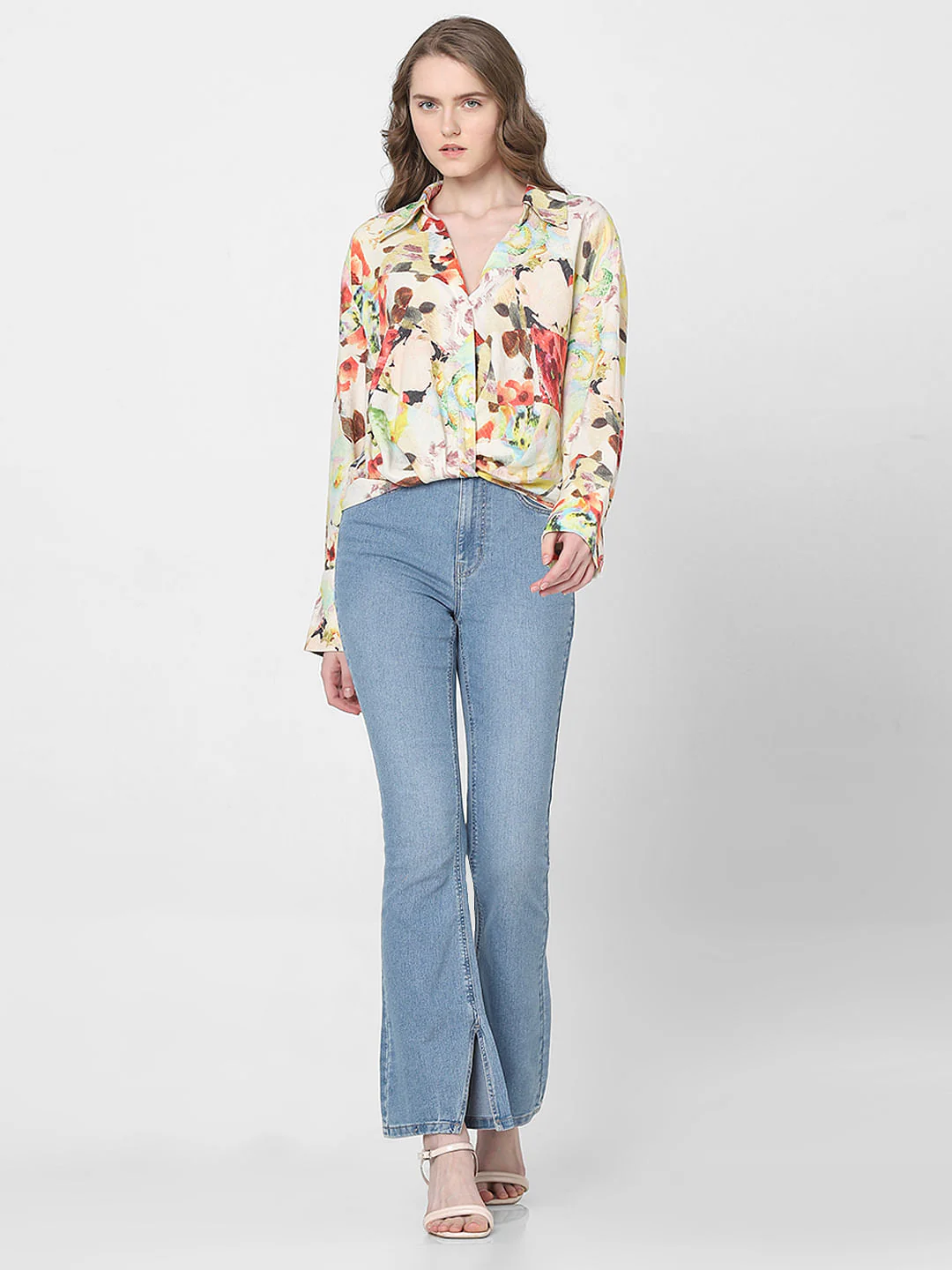 Beige Floral Print Shirt - Image 5