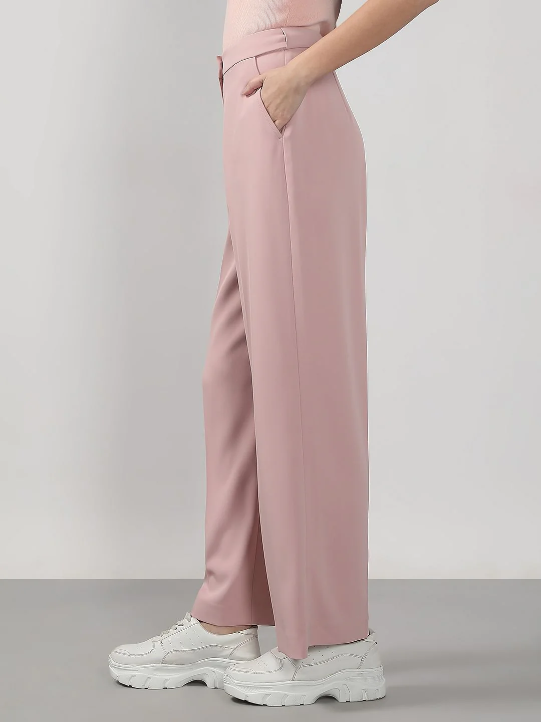 Blush Pink Straight Fit Pants - Image 3