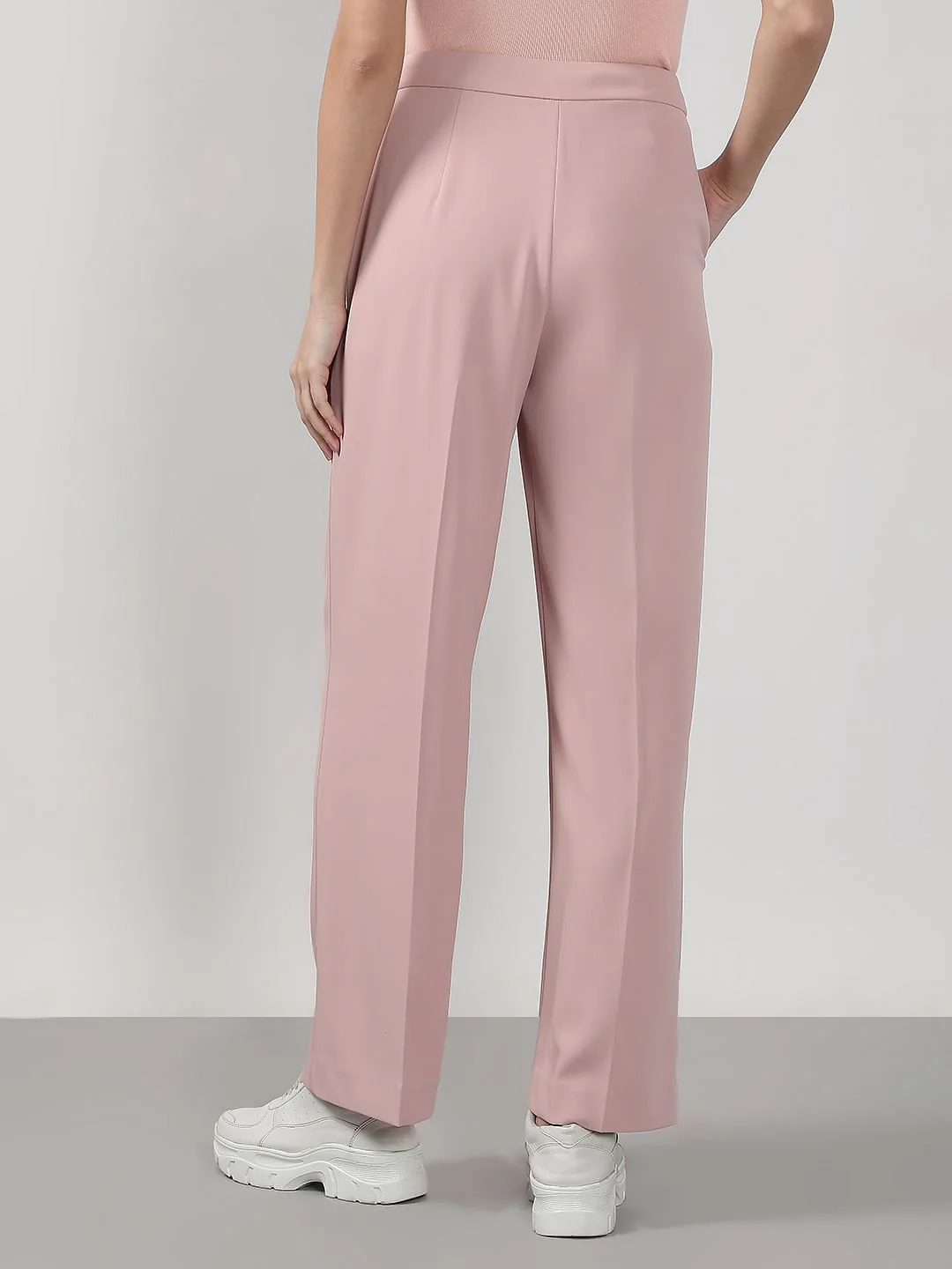 Blush Pink Straight Fit Pants - Image 4
