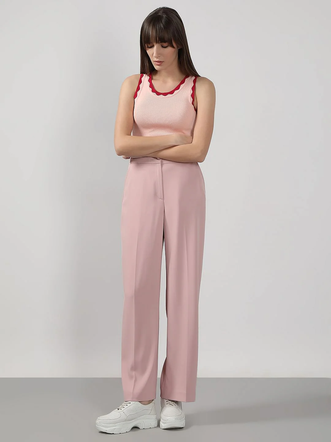 Blush Pink Straight Fit Pants - Image 5