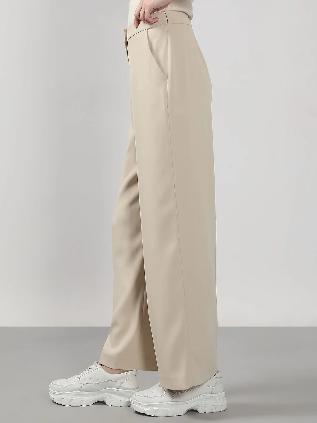 Beige Straight Fit Pants - Image 3