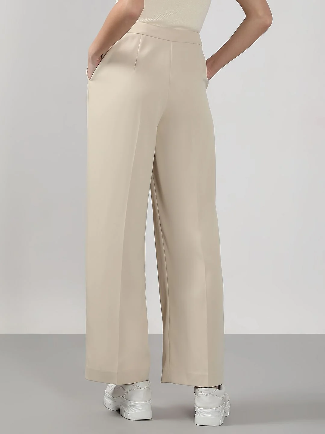Beige Straight Fit Pants - Image 4