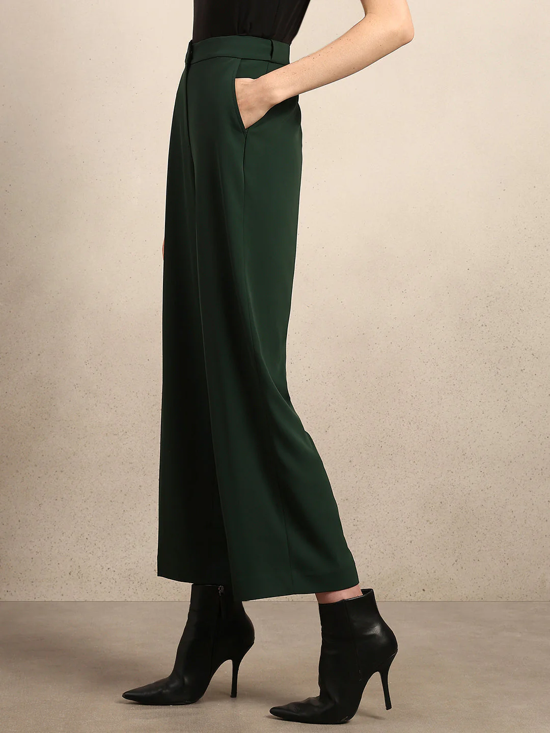 High Rise Wide Leg Pants - Green - Image 3