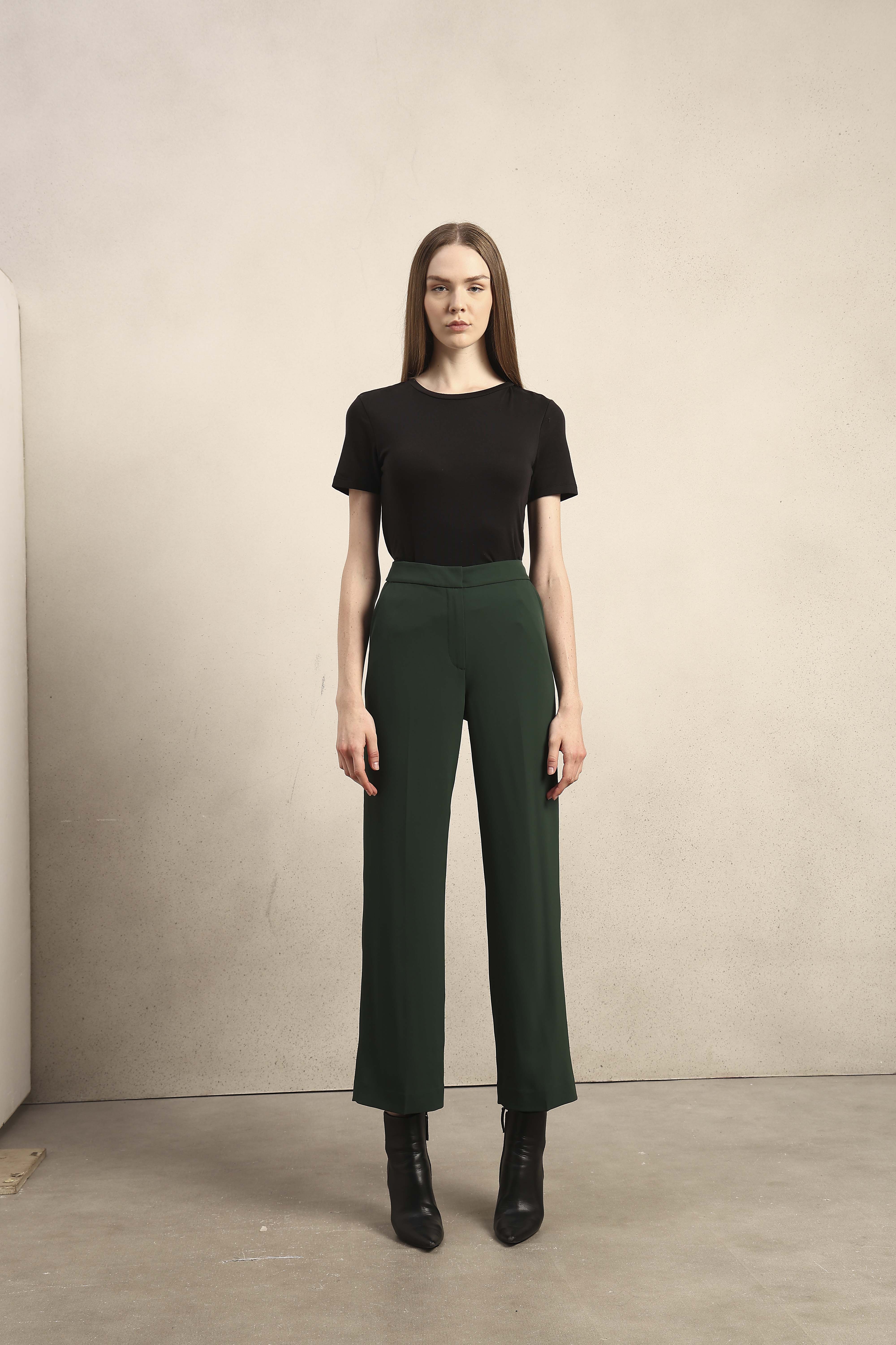 High Rise Wide Leg Pants - Green - Image 9