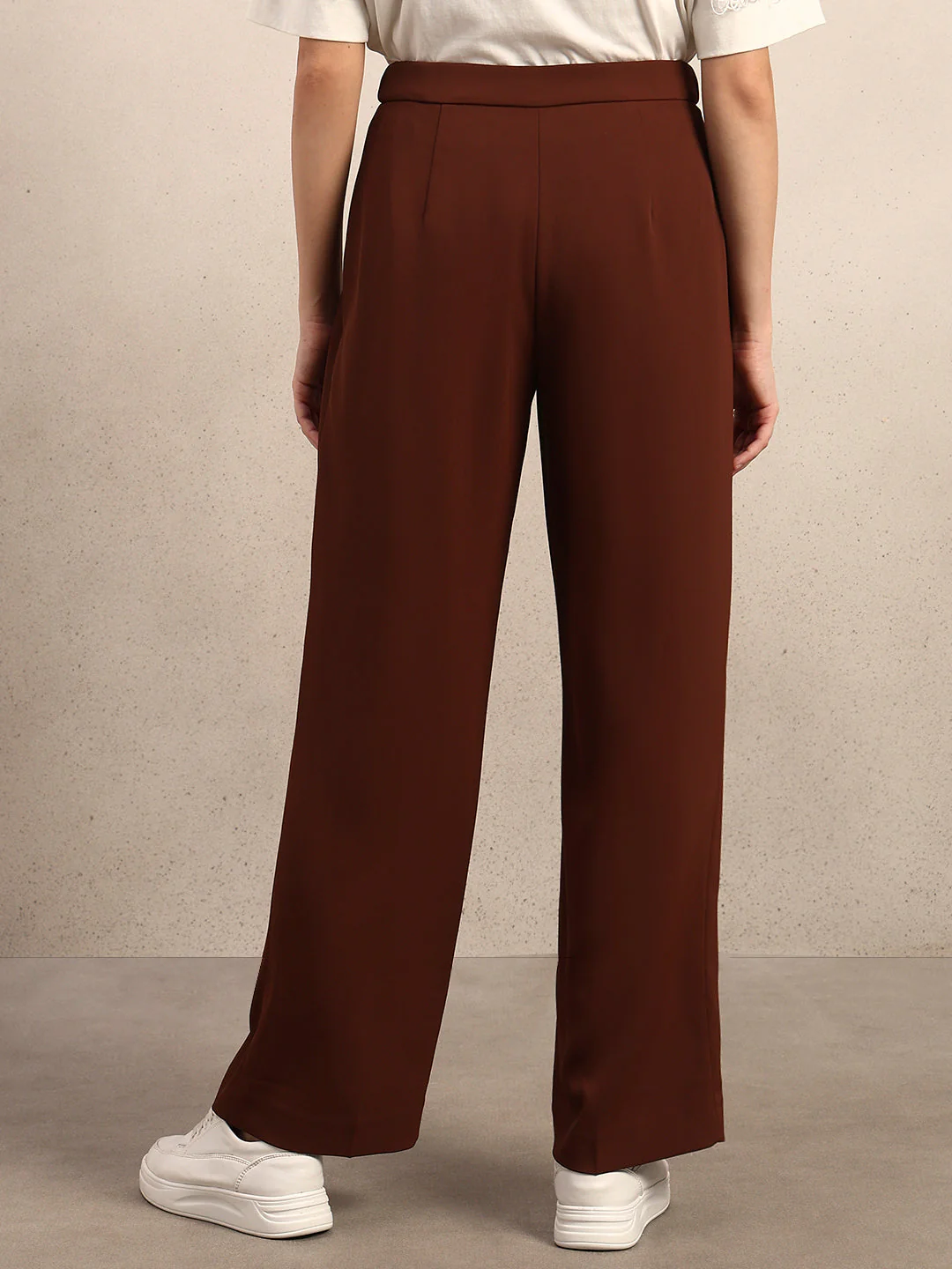 High Rise Wide Leg Pants - Brown - Image 4