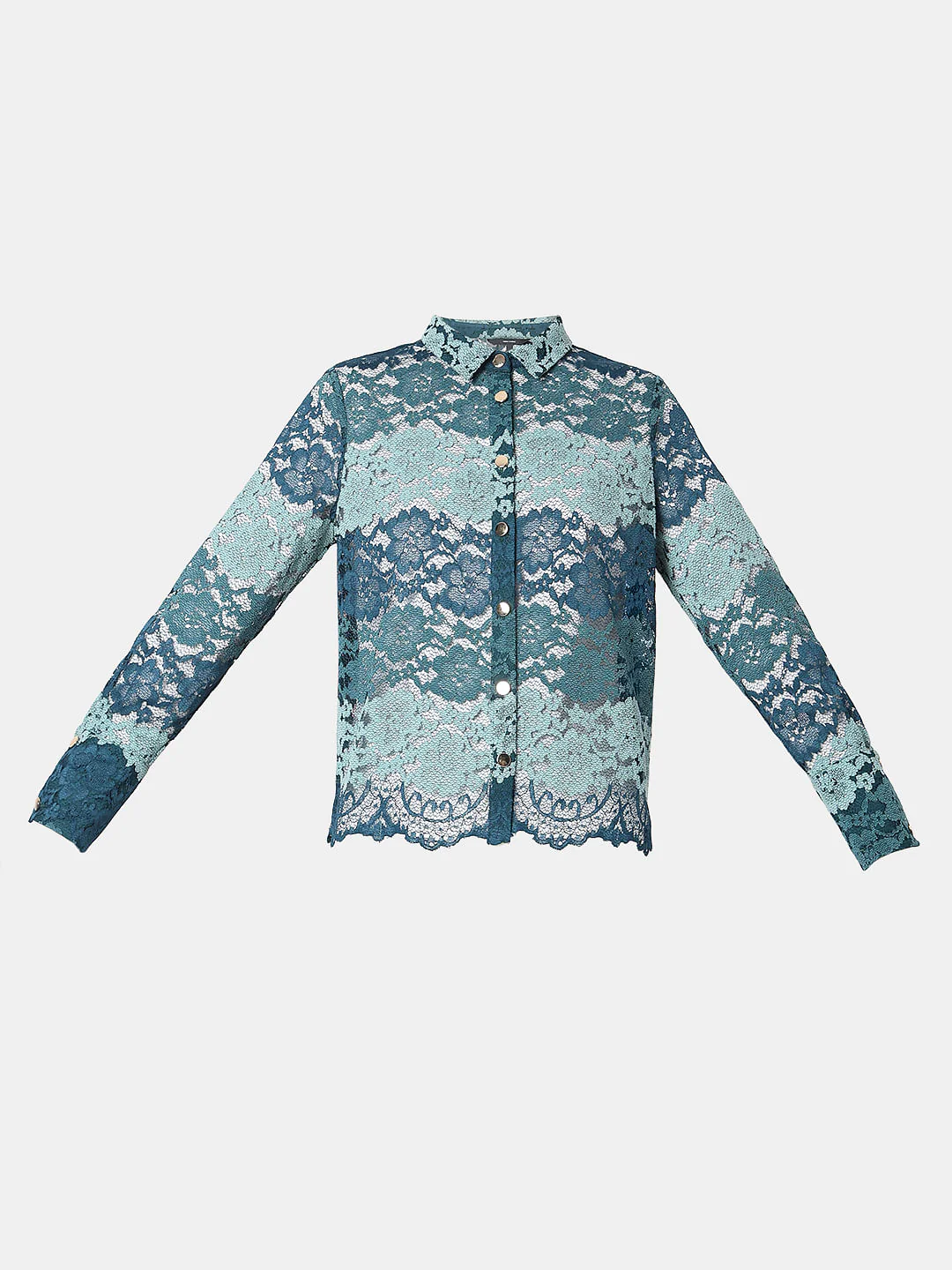 Teal Lace Full Sleeves Shirt - Image 7