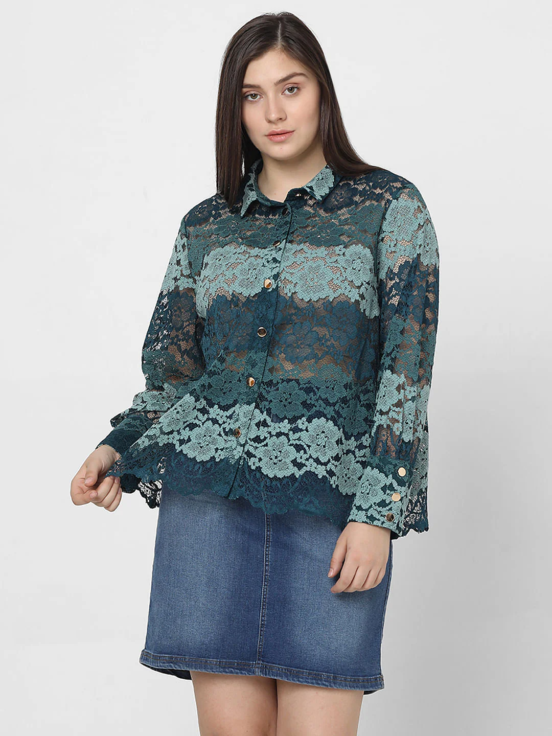 Curve Green Lace Shirt - Image 2