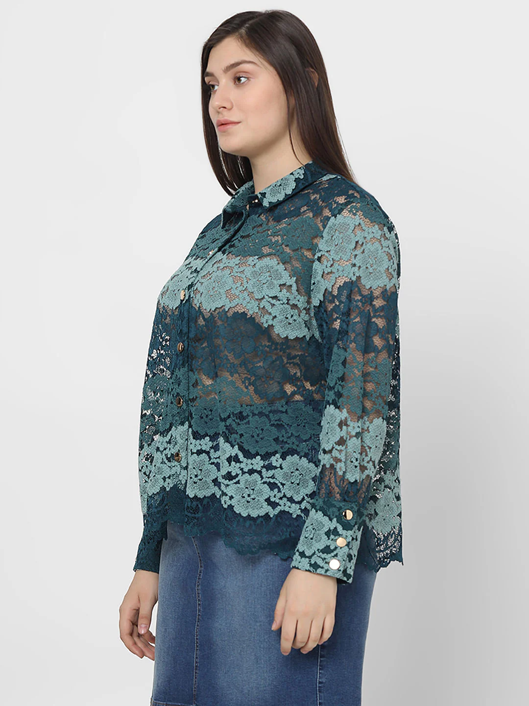 Curve Green Lace Shirt - Image 3