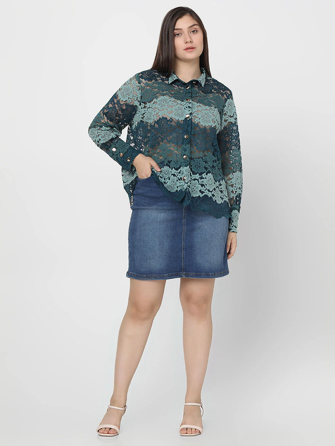 Curve Green Lace Shirt - Image 5