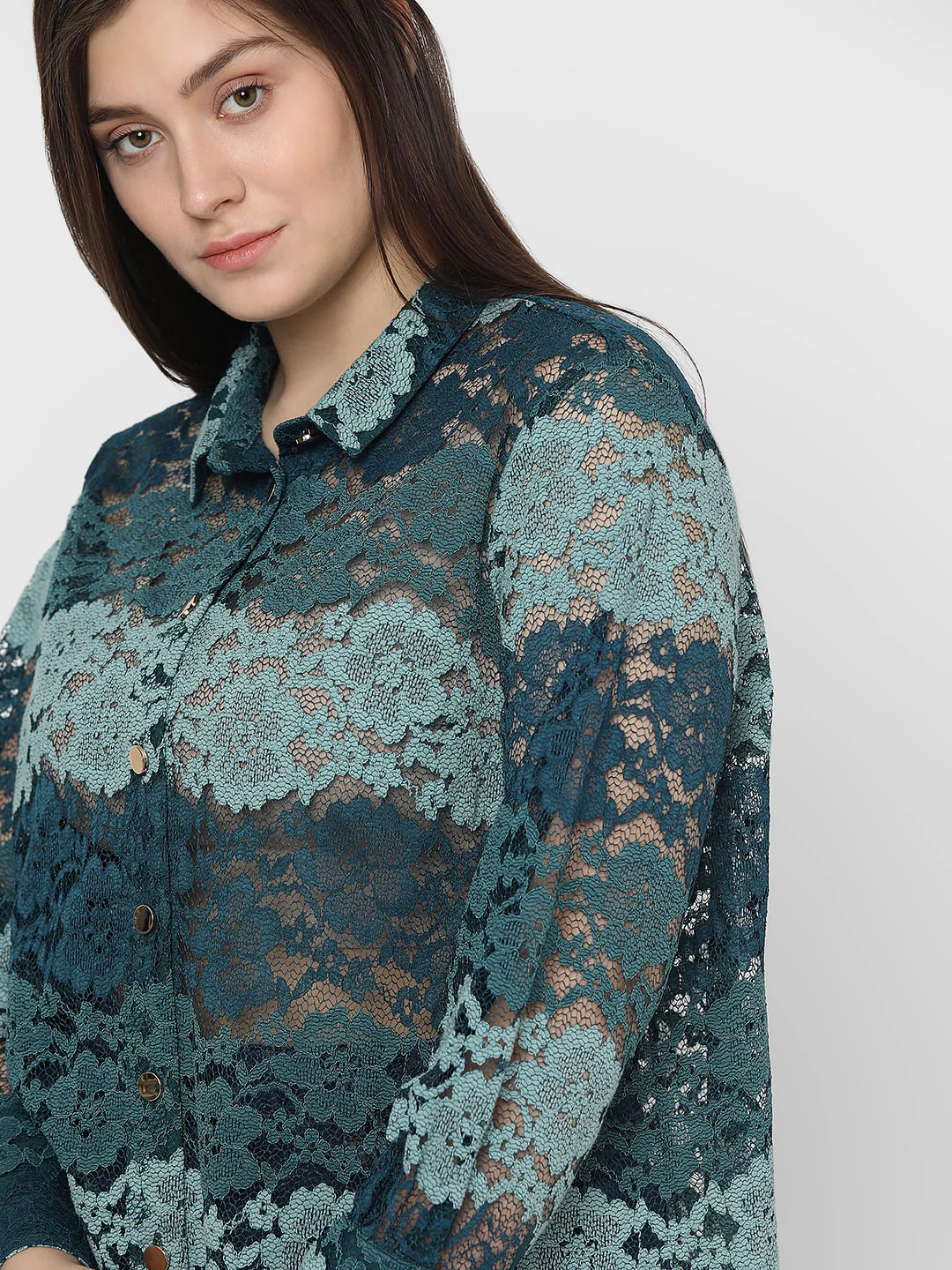 Curve Green Lace Shirt - Image 8