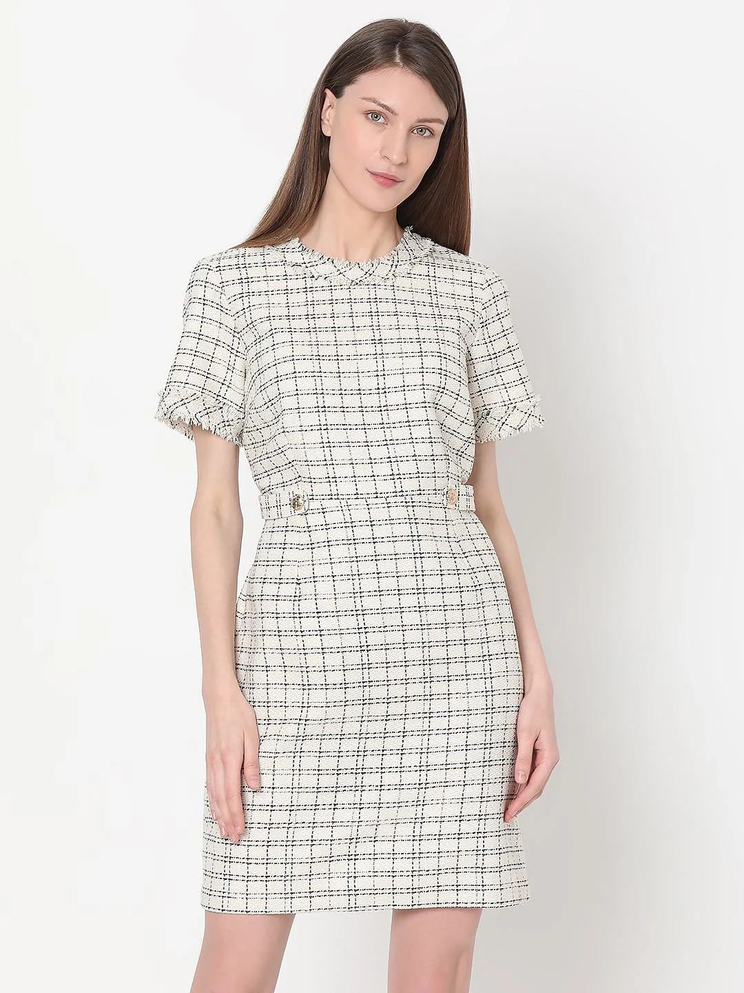 Off-White Tweed Shift Dress - Image 2