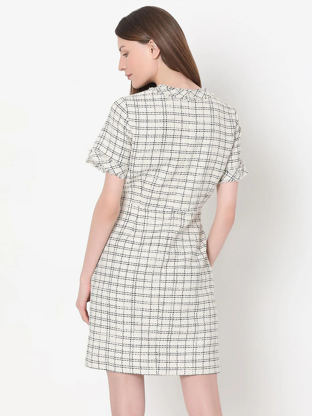 Off-White Tweed Shift Dress - Image 4
