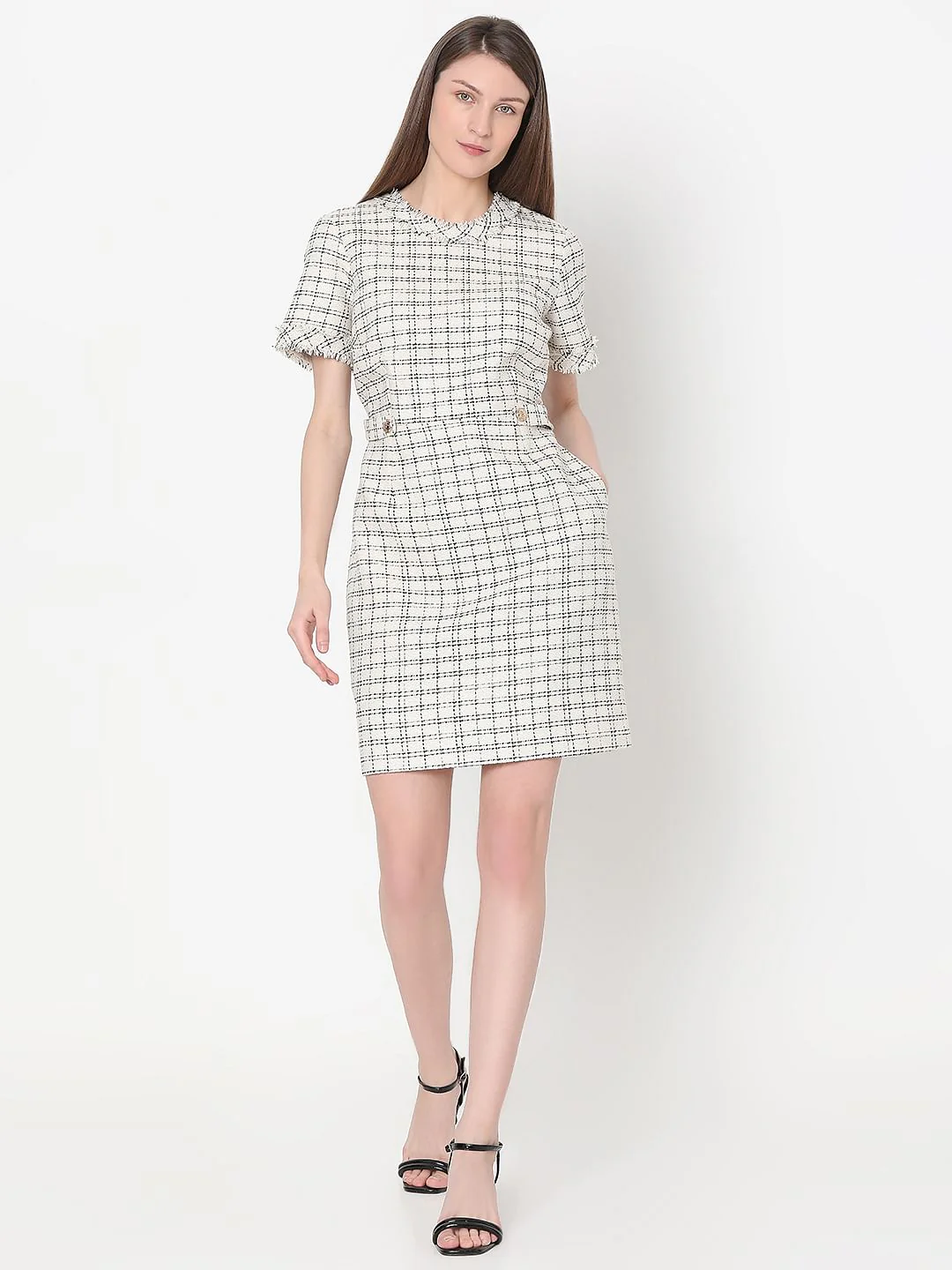 Off-White Tweed Shift Dress - Image 5