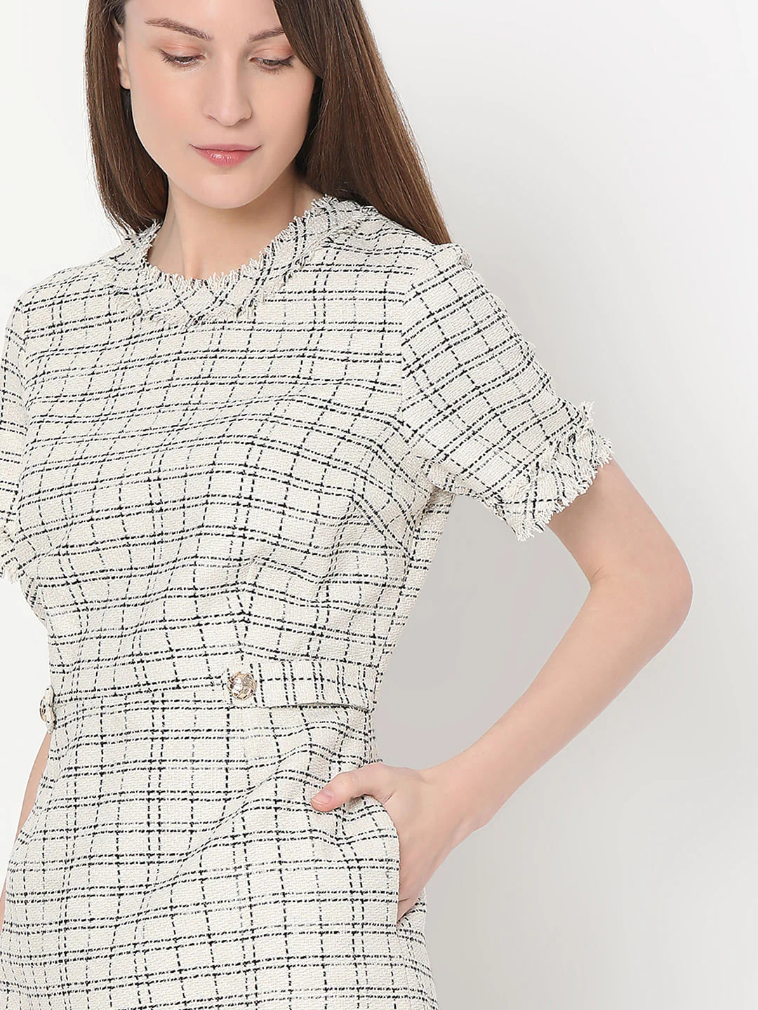 Off-White Tweed Shift Dress - Image 6