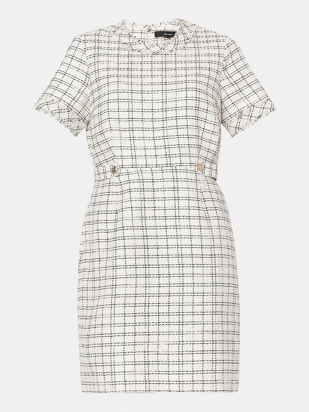 Off-White Tweed Shift Dress - Image 7