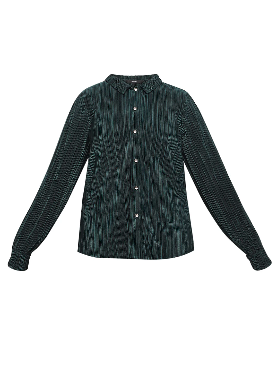Dark Green Plisse Co-Ord Set Shirt - Image 7